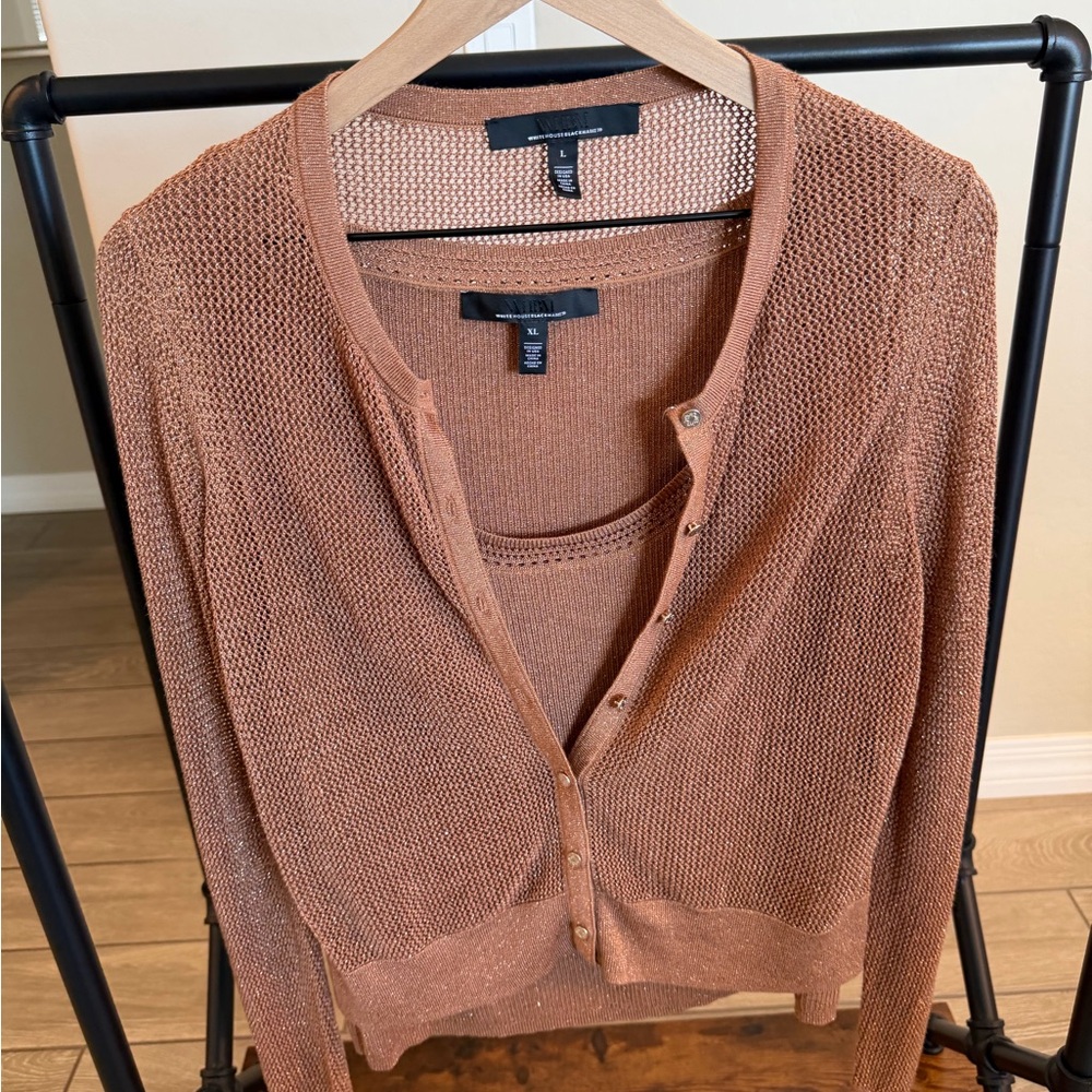 White House Black Market Tan Cardigan Set
